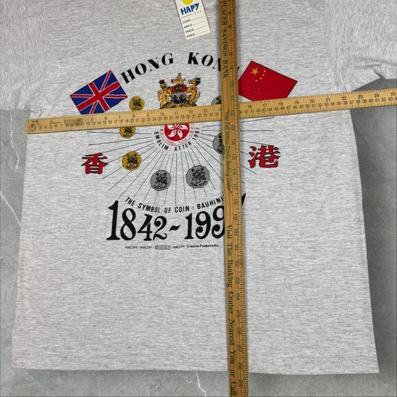 Vintage Hong Kong The Symbol of Coin Bauhina 1842-1997 China Grey Tee Shirt - L - Picture 5 of 6